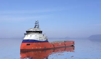 Platform supply vessel ULSTEIN PX105, designer's sketch for CBO, port side view