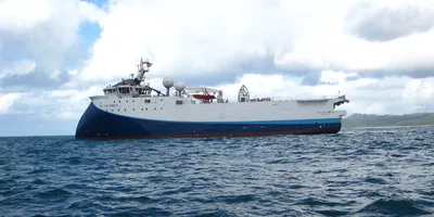 The seismic survey vessel 'WG-Columbus' of the ULSTEIN SX124 design.