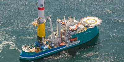Acta Centaurus, an offshore wind vessel delivery by Ulstein. Photo: Flying Focus.