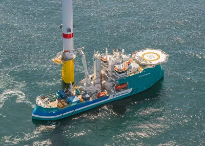 Acta Centaurus, an offshore wind vessel delivery by Ulstein. Photo: Flying Focus.