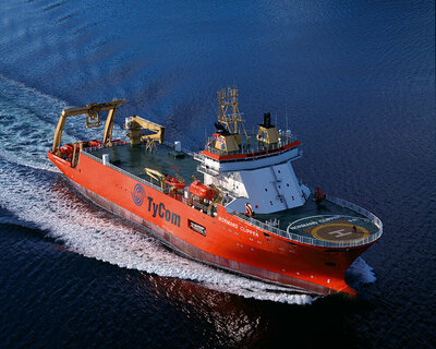 ’Normand Clipper’ in her early days as cable laying vessel. Photo: Harald Valderhaug.