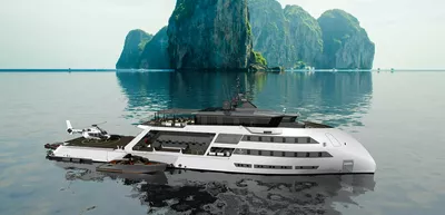 Ulstein CX135 Yacht Support Tender with helicopter deck and hangar