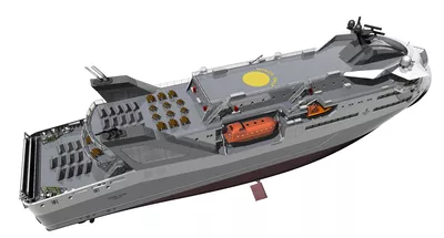 Aerial view of the RX102 RoPax design.