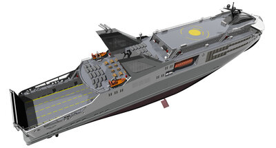 Aerial view of the RX103 RoPax design.