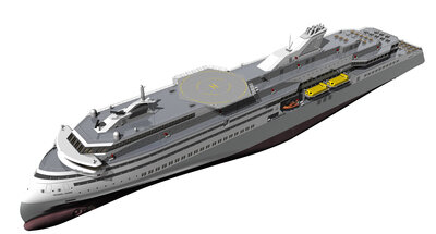 Aerial view of the RX104 RoPax design.