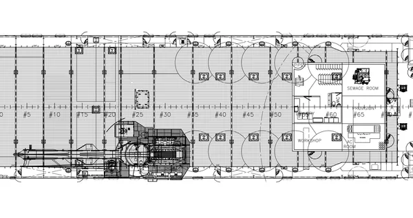 Accommodation Module 60 tonnes crane Maindeck. Self contained accommodation block with technical facilities located on maindeck.