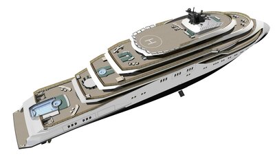 CX110 110m Yacht In Air ISO SB Aft Above