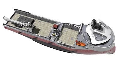 PX105 ROV Crane May24 In Air SB Fore Above