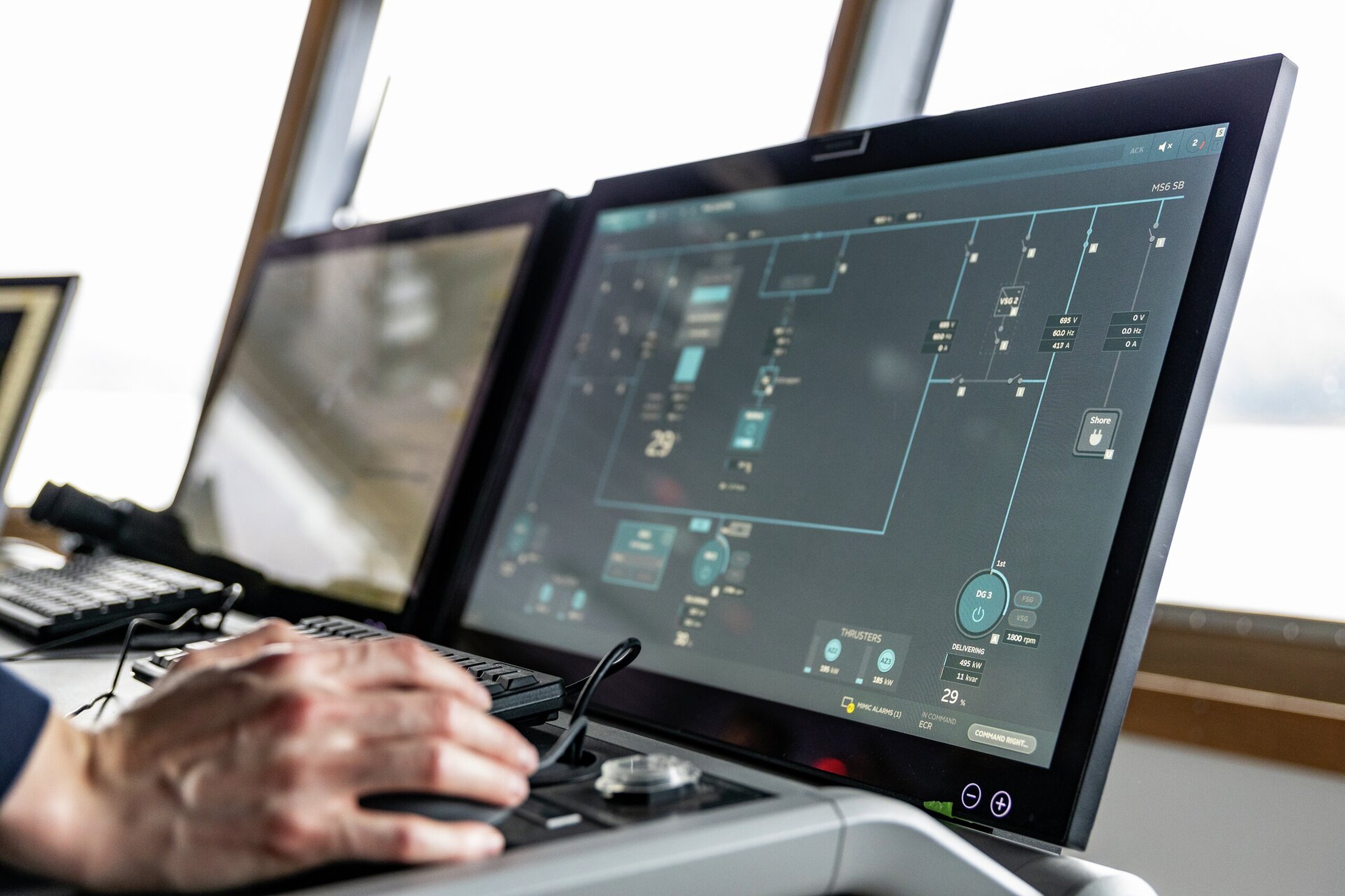 Man looking at ULSTEIN PMS onboard Olympic Notos October 2024